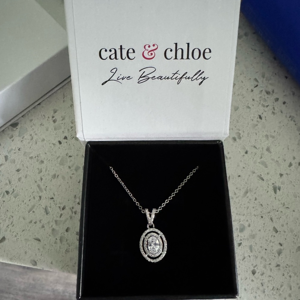 Silver Oval Pendant Necklace